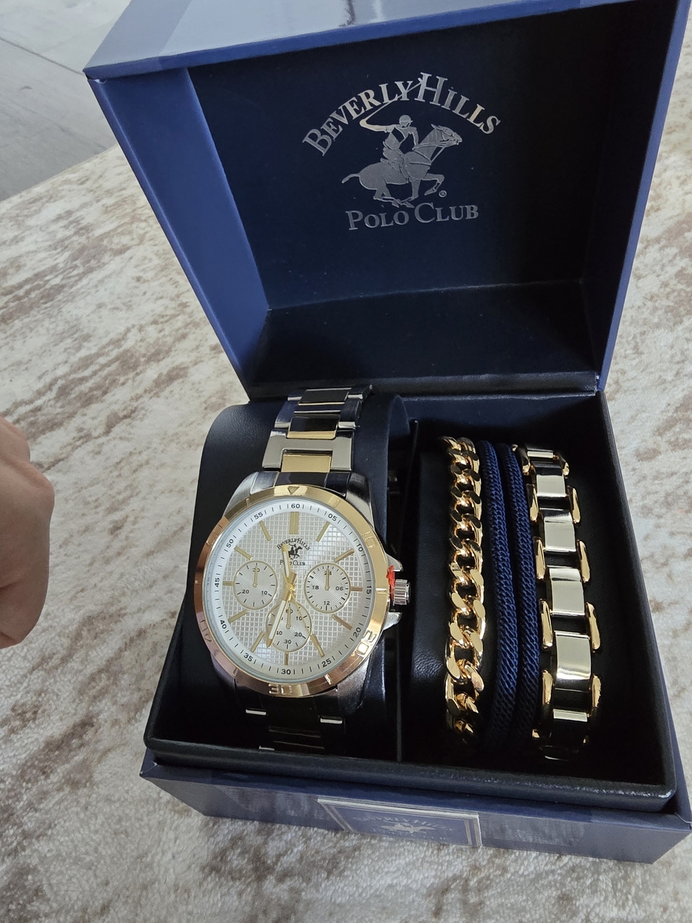 Beverly Hills Polo Club Gold and Navy Two-Tone Men's Watch Set